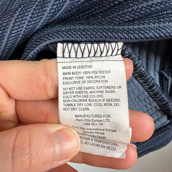 Perry Ellis Blue Textured Long Sleeve Quarter Zip - Picture 4 of 7